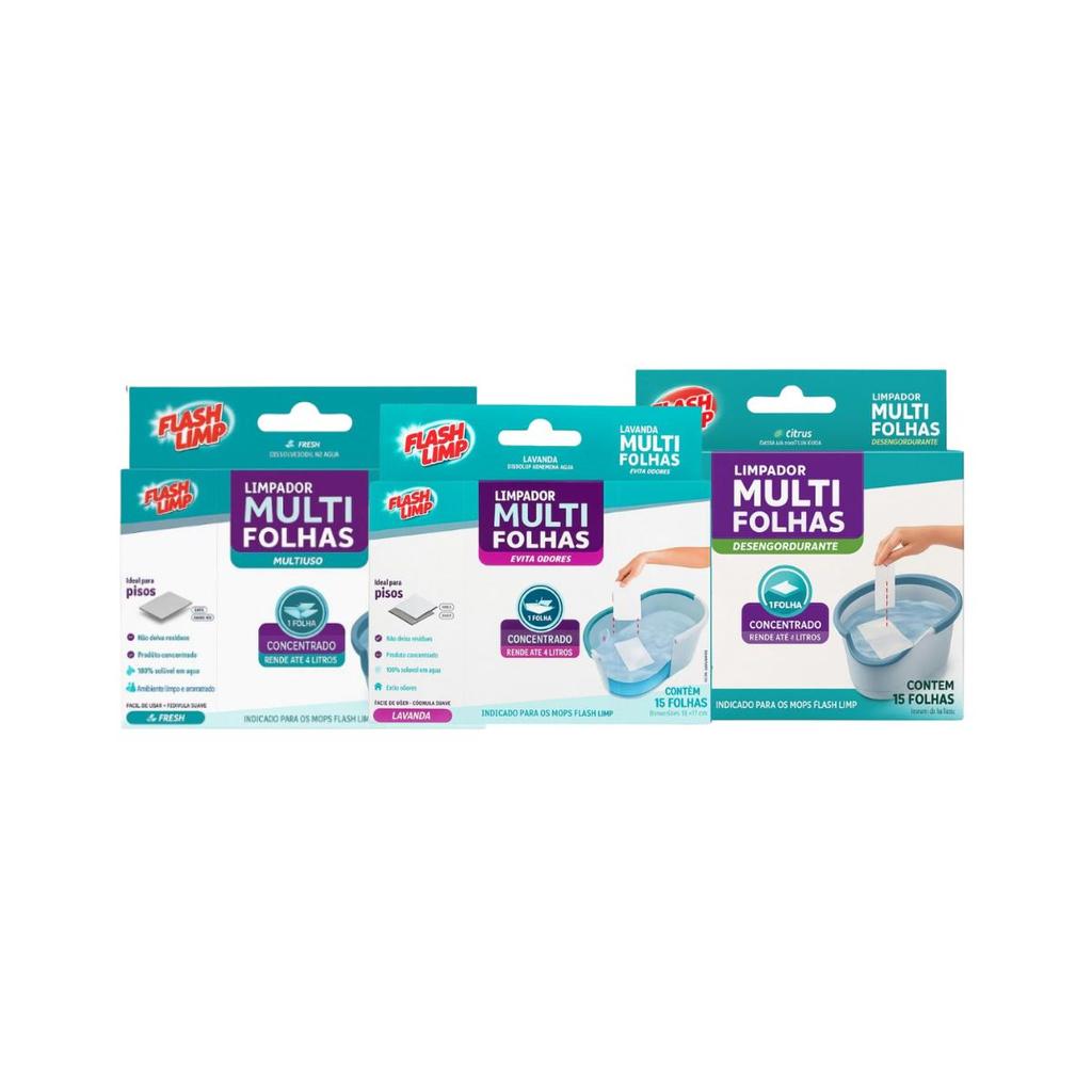 Limpador Multi 15 Folhas Flash Limp Solúvel Limpeza