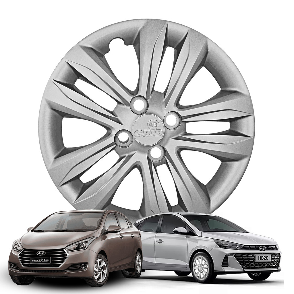 Calota HB20 Hatch Sedan 2016 a 2018 Prata Aro 14 Peça Grid 191CB-PTA-U 4 Furos em Oferta na Shopee