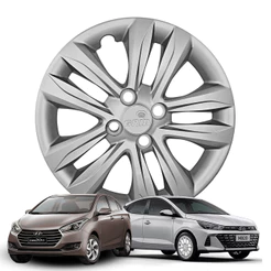 Calota HB20 Hatch Sedan 2016 a 2018 Prata Aro 14 Peça Grid 191CB-PTA-U 4 Furos