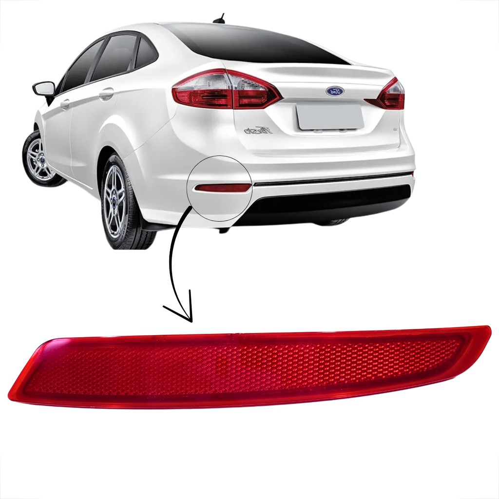 REFLETOR OLHO DE GATO FORD NEW FIESTA SEDAN 2014 A 2017 LADO ESQUERDO TRASEIRO