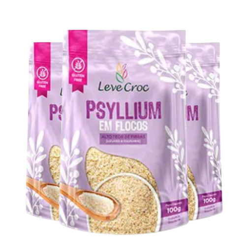 Kit 3 Psyllium Psilium Premium Flocos 100g Puro Leve Croc