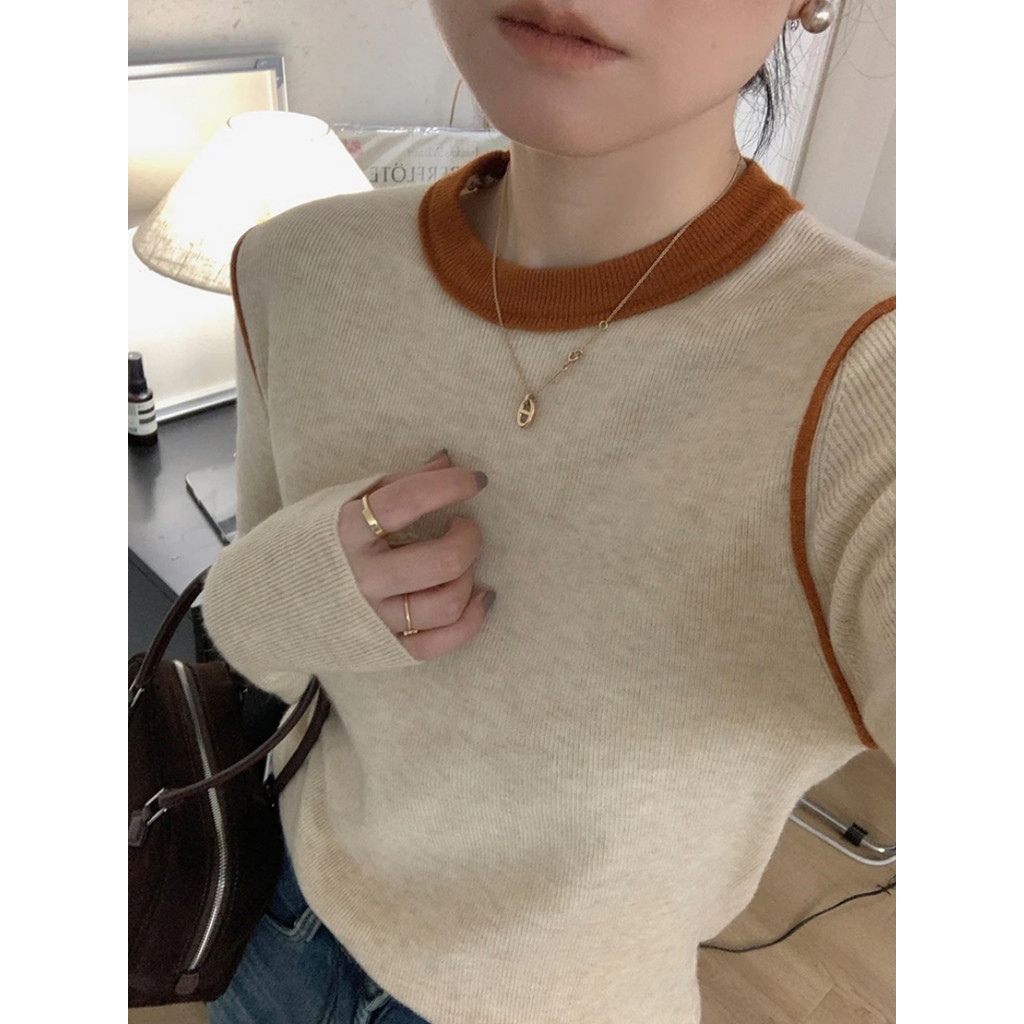 Outono Pulôver Feminino em Torno do Pescoço Camisola Feminina 2025 Estilo de Malha Camisa de Fundo Interior Wearabl