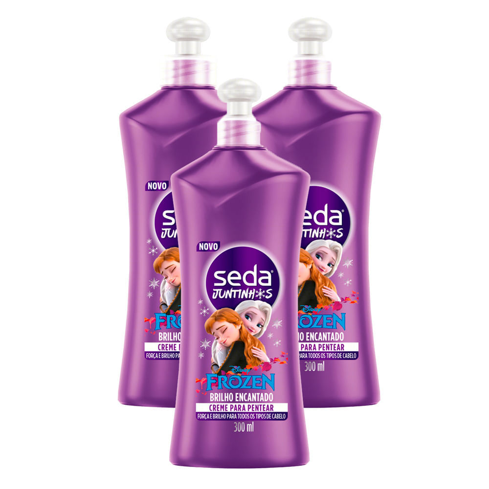 Kit 3 Creme de Pentear Infantil Seda Juntinhos Frozen 300ml em Oferta na Shopee