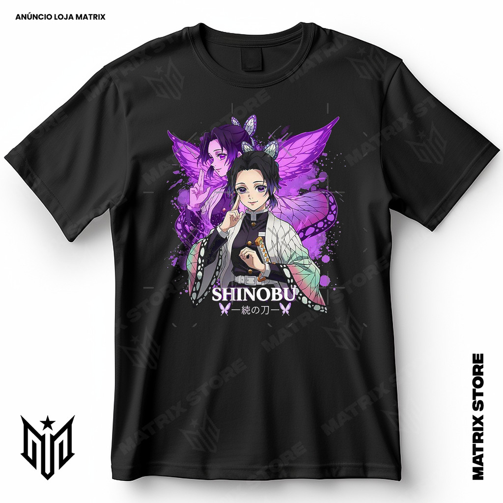 Camisa Shinobu Kocho Hashira do Inseto Demon Slayer Kimetsu no Yaiba Blusa Camiseta de Animes 100% Algodão em Oferta na Shopee
