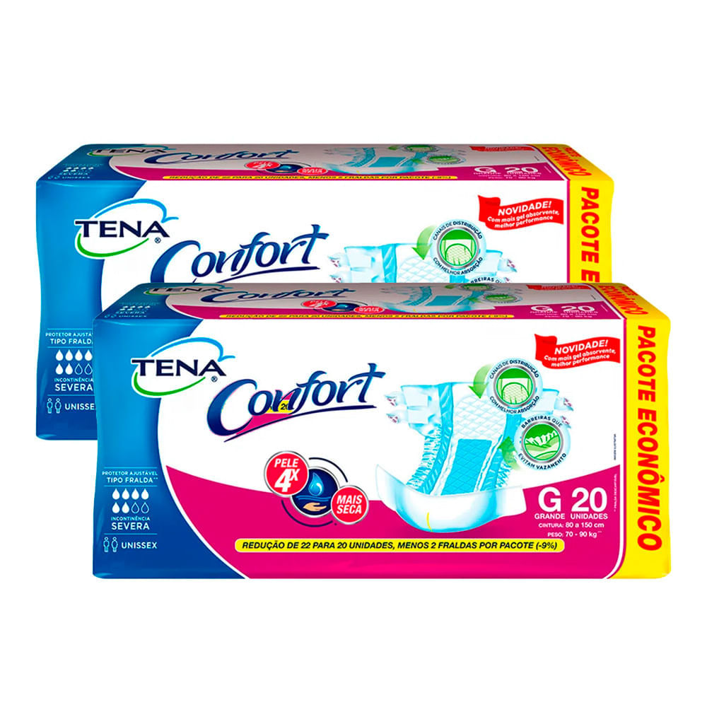 Kit 2 Fralda Geriátrica Tena Confort Tamanho G 20 Unidades em Oferta na Shopee