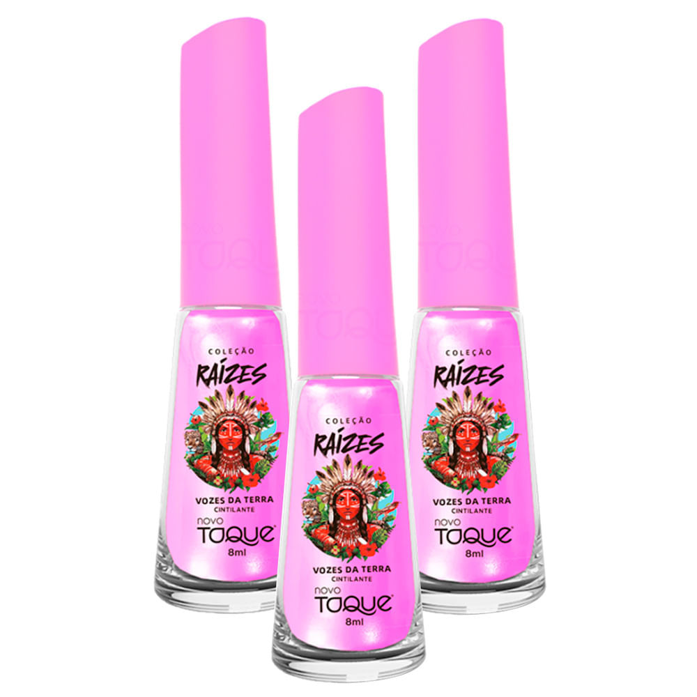 Kit 3 Esmalte Novo Toque Raízes Cintilante Cor Vozes da Terra 8ml em Oferta na Shopee
