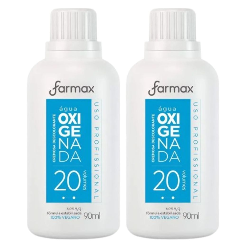 Kit 2 Água Oxigenada Cremosa 20 Volumes 90Ml - Farmax em Oferta na Shopee
