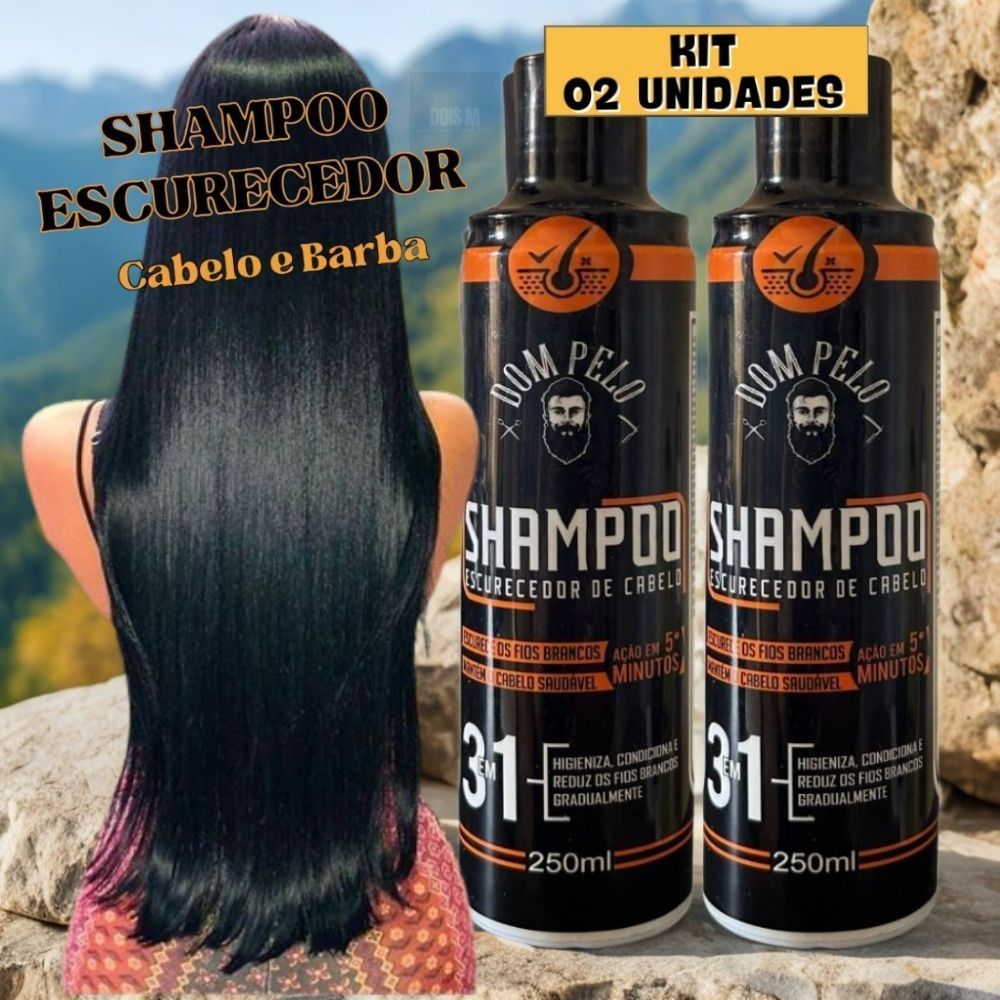 Shampoo Escurecedor De Cabelos Grisalhos Brancos Pretos Cor Intensa Kit 2 unidades Dom Pelo em Oferta na Shopee
