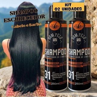 Shampoo Escurecedor De Cabelos Grisalhos Brancos Pretos Cor Intensa 1 OU 2 unidades Dom Pelo