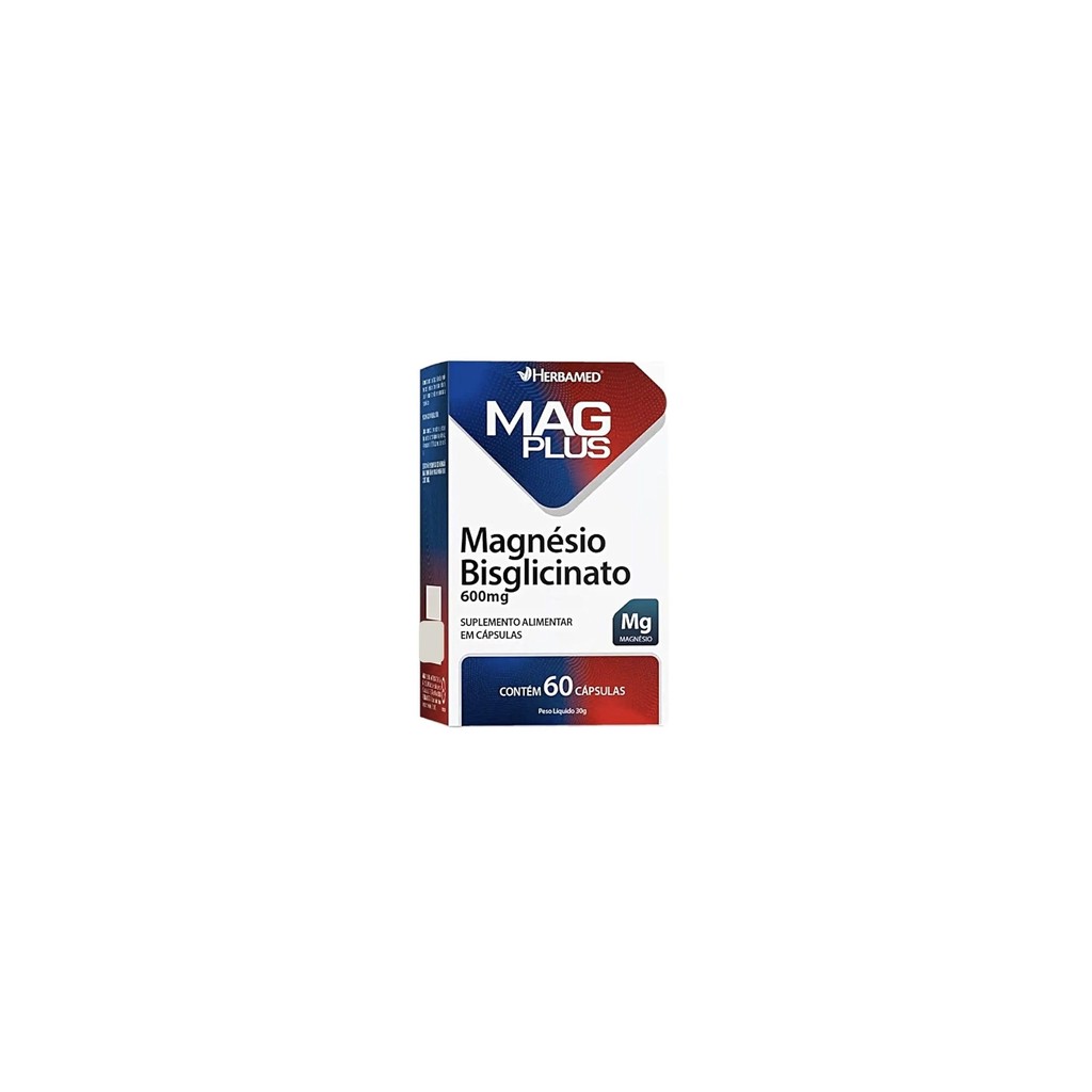 Mag Plus Magnésio Bisglicinato 600mg Herbamed 60 Cápsulas