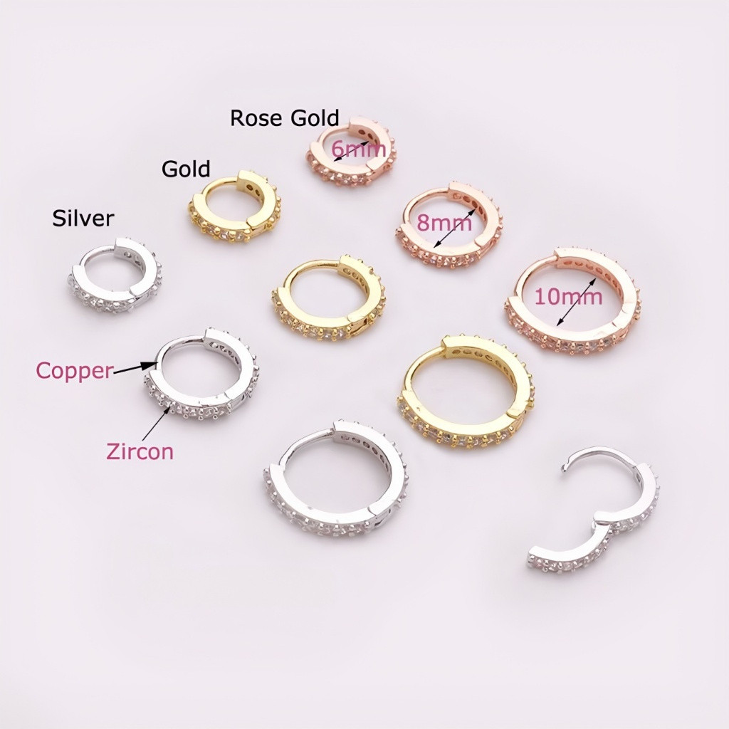 1/3/6 Pares Brincos Aço Inoxidável Zircônia Cúbica, Pregador e Piercing Corporal, Multiúso Elegante em Oferta na Shopee