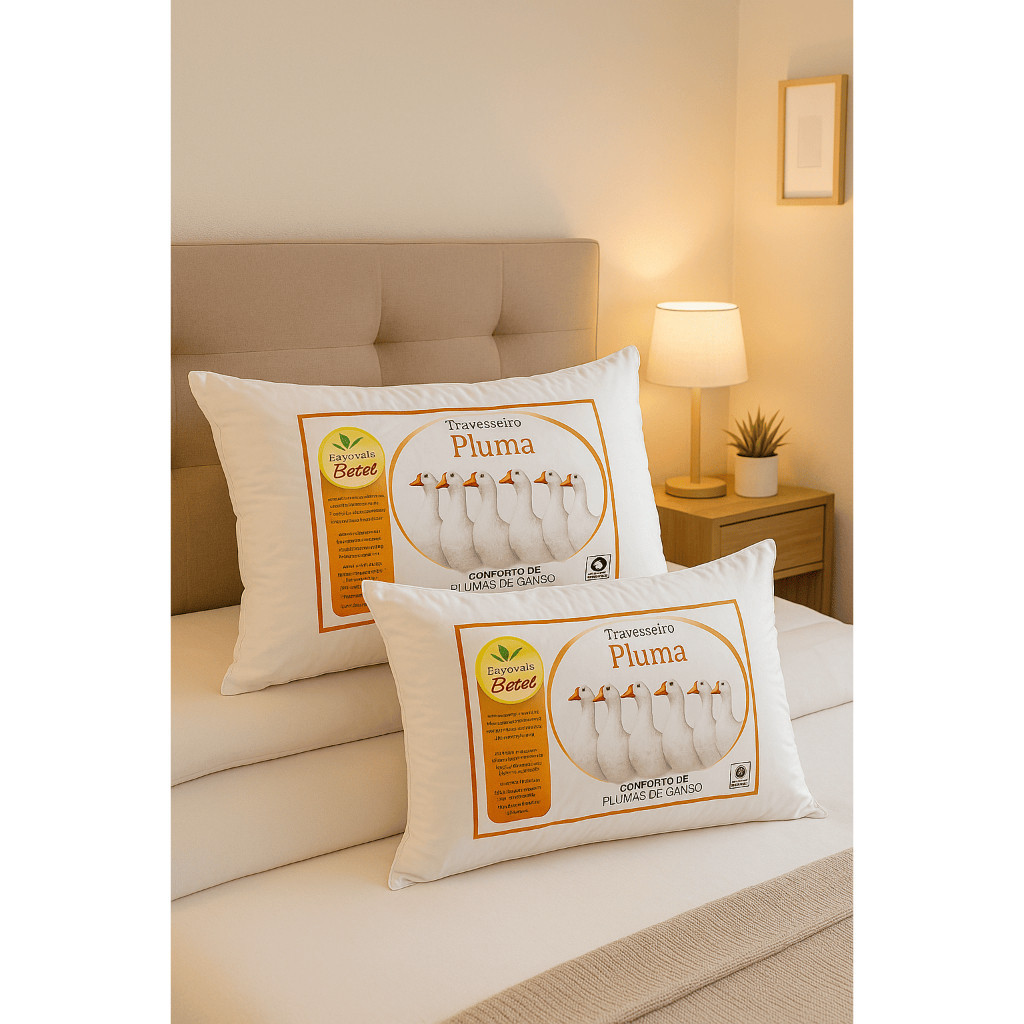 Kit 04 travesseiros de Pluma de ganso sintético 50x70 Promoção macio antialérgico