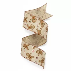 Fita Aramada Decorada de Natal - GingerBread - 6,3cm x 2,74m - 1 unidade - Rizzo
