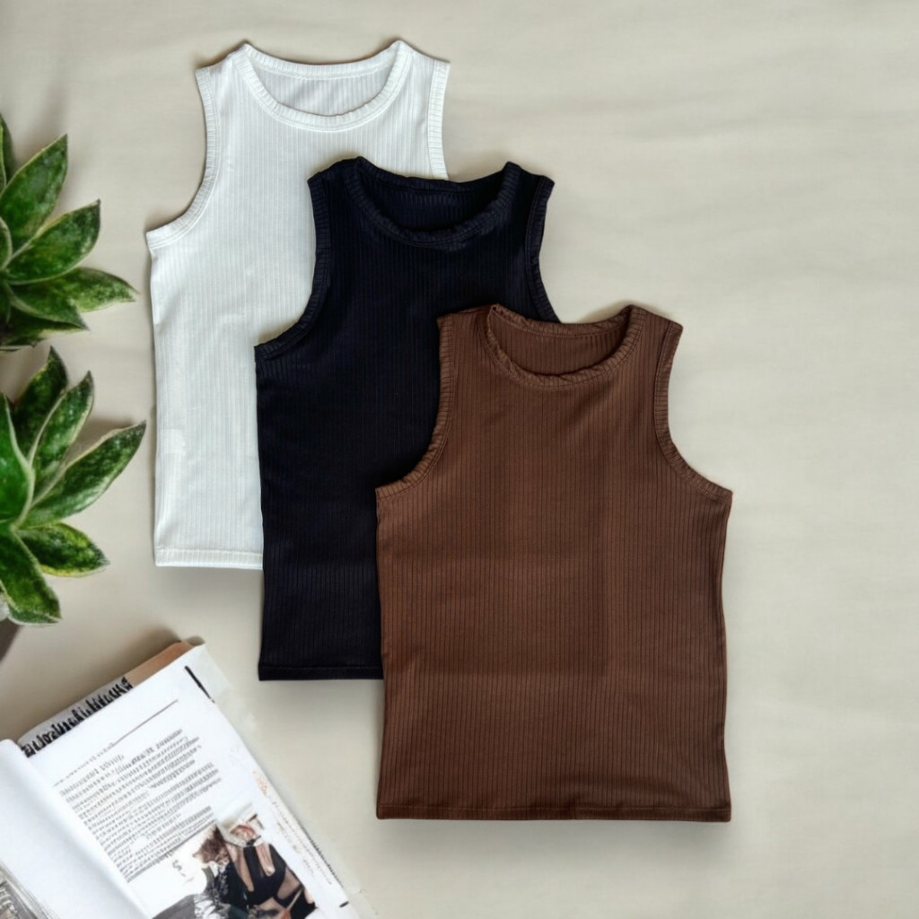 Kit 3 Regata Canelada Feminina Blusinha Básica Ribana Premium em Oferta na Shopee