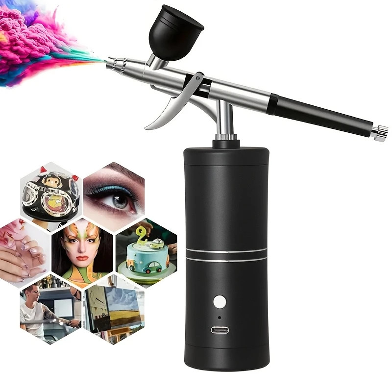 Aerógrafo Portátil com Mini Compressor - Para Unhas, Bolo, Maquiagem, Cabelo, Kit de Aerógrafo por USB em Oferta na Shopee