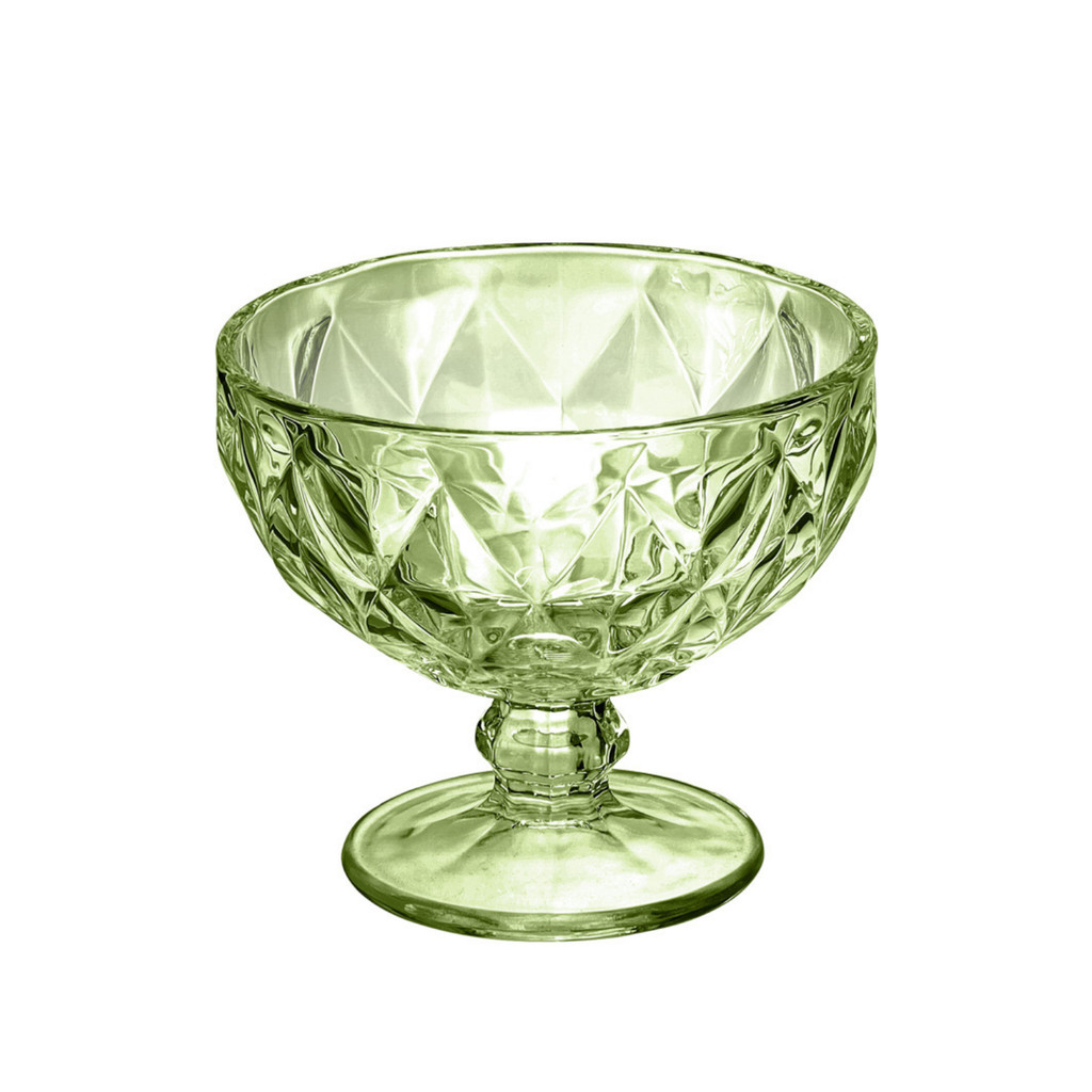 Kit Jogos 6 Taças Vidro Sobremesa Sorvete 380ml Diamante Luxo Verde em Oferta na Shopee