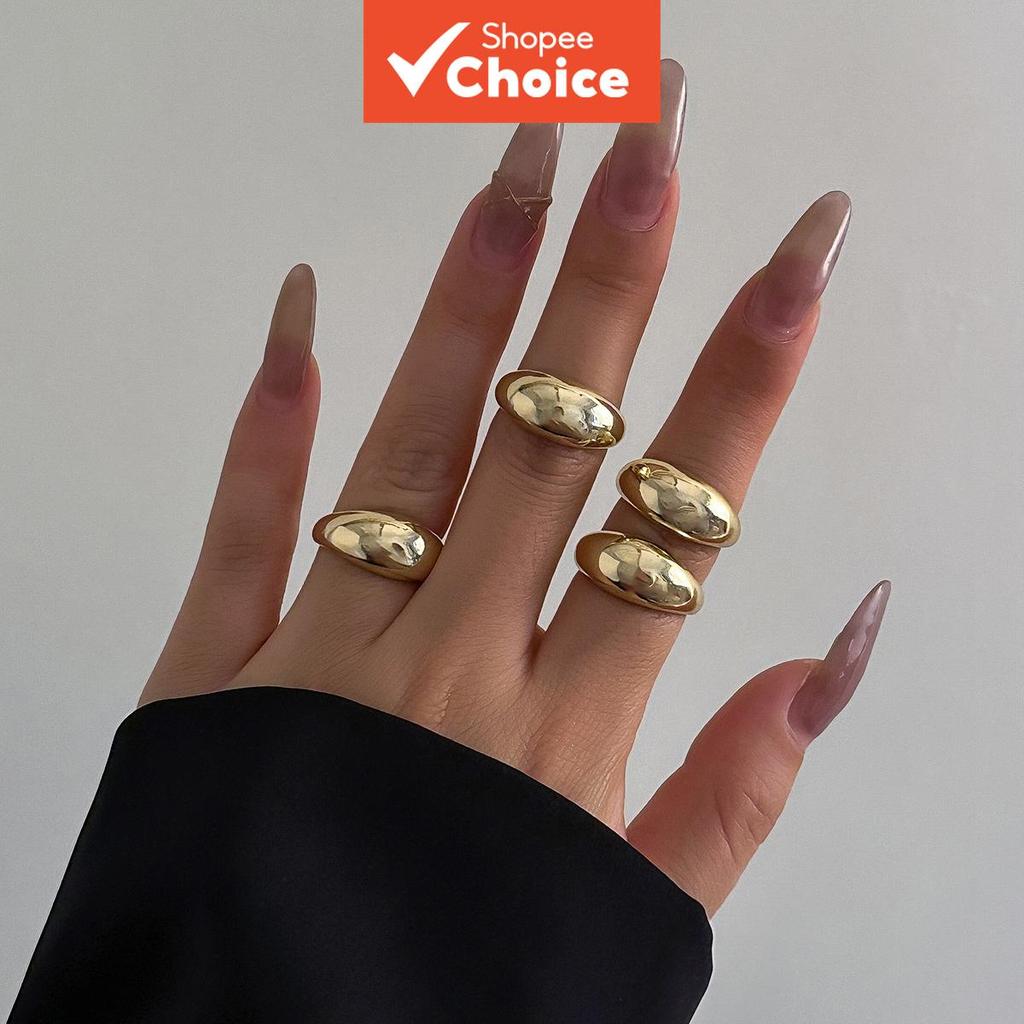 4 Pcs Anéis de Superfície Curva Encanto para Mulheres Acessórios de Moda Femininos e Meninas