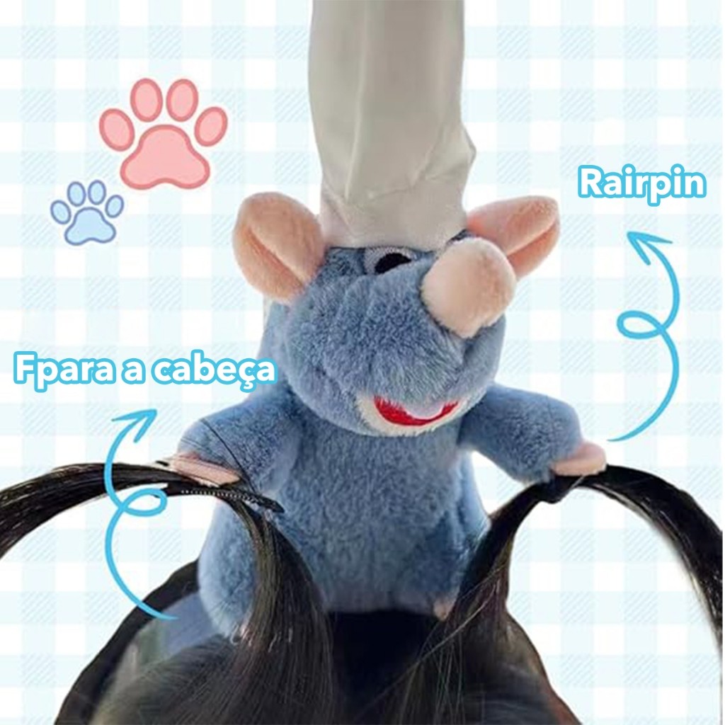Tiara Fofa Ratatouille-Acessório De Cabelo De Menina Azul , Brinquedo De Pelúcia De Anime em Oferta na Shopee