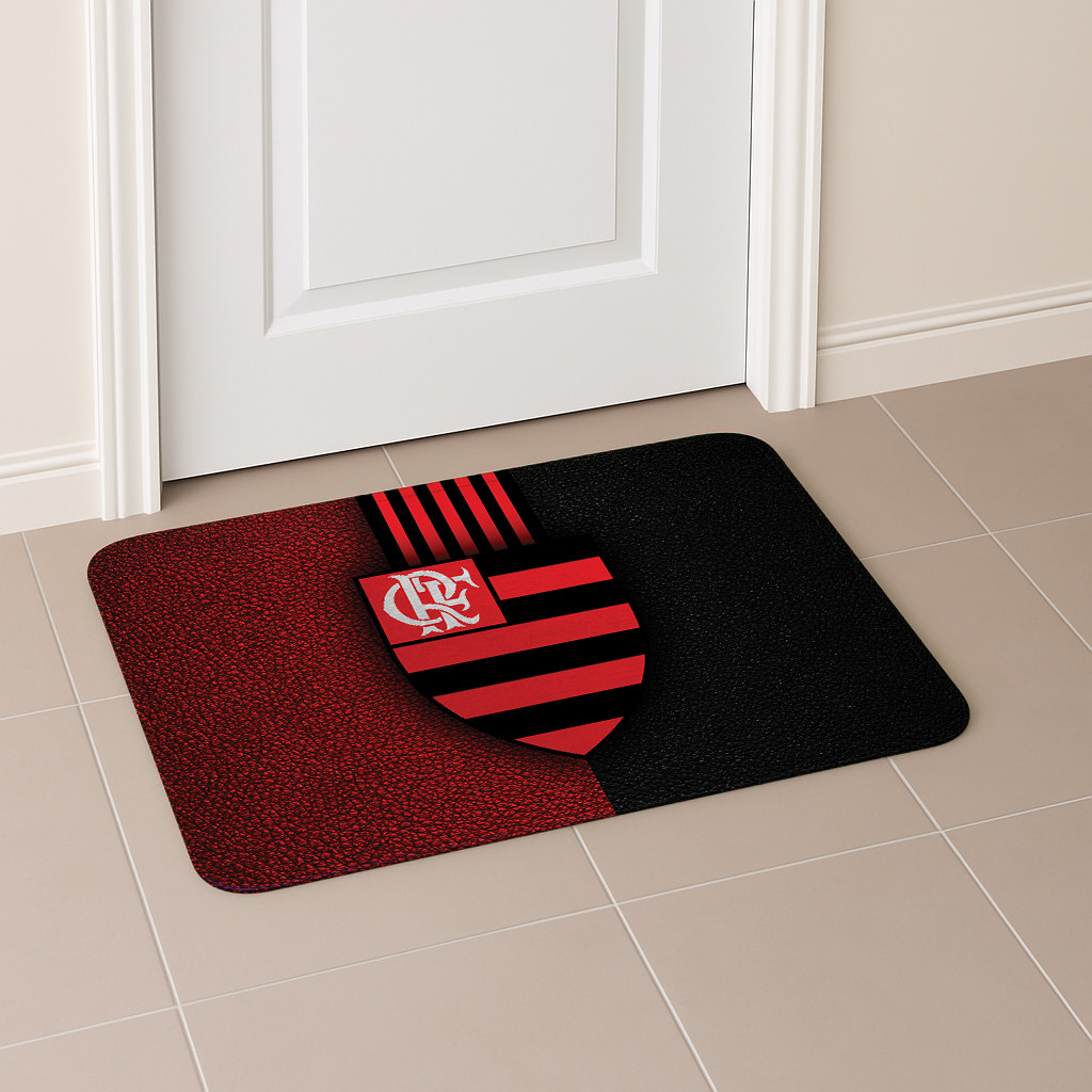 Tapete de Porta Time do Coração Rubro Campeão 60×40 Decorativo, Antiderrapante, Costura Reforçada