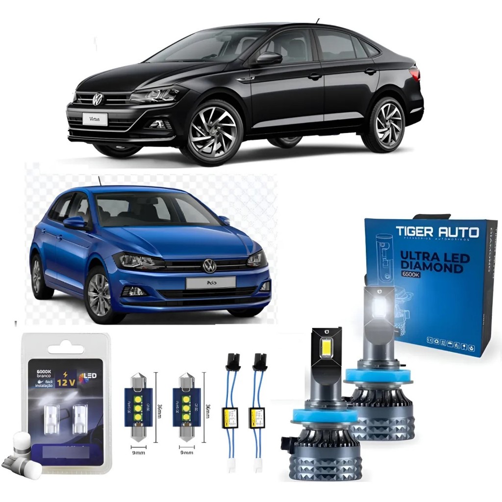 FAROL ULTRA LED VW POLO VIRTUS FAROL BAIXO ALTO LANTERNA PLACA TETO