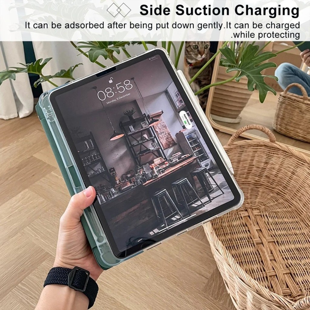 Capa COMPATIVEL IPAD 10  A16 7 8 9 AIR 3 4 5 PRO 11 10.2 10.5 POL  HD acrílica com slot para caneta