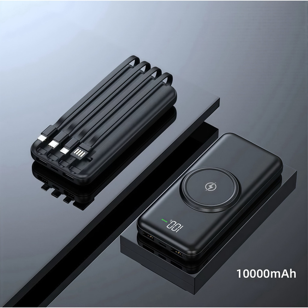 10000Mha CARREGADOR BATERIA POWER BANK  INDUÇÃO UNIVERSAL 4 cabos