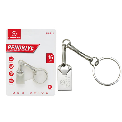 Pendrive Metálico 16GB USB 2.0 Portátil À Prova D’Água Com Chaveiro | Kapbom KA-S-16