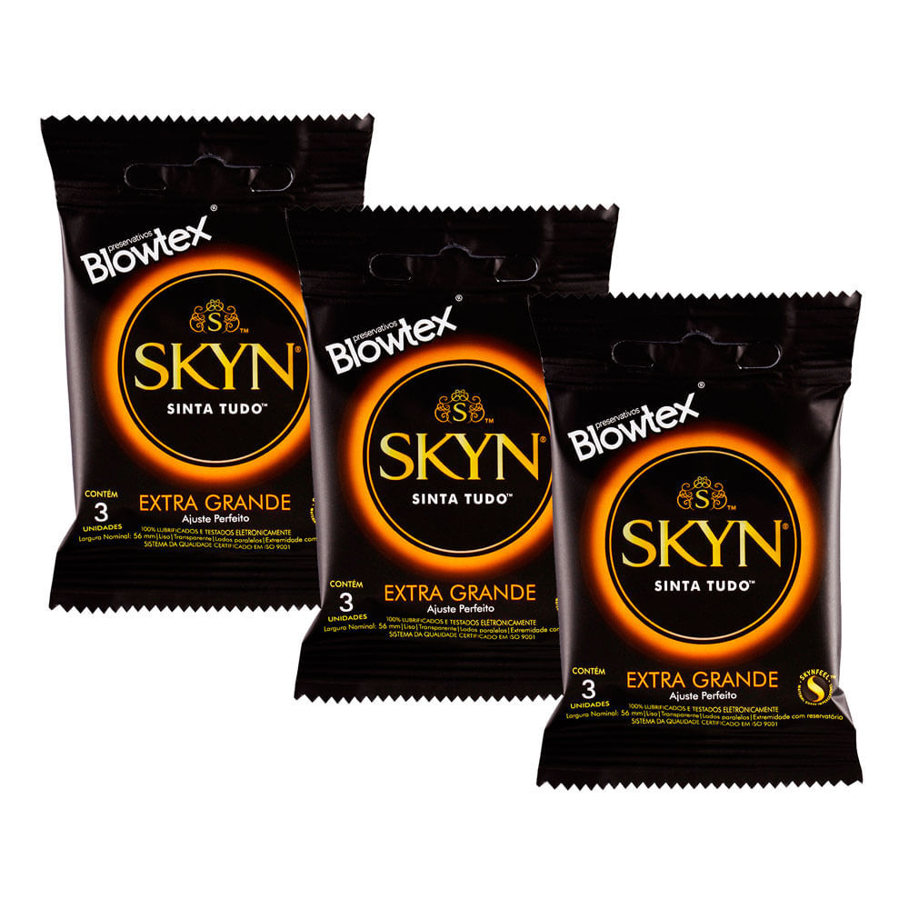 Kit 3 Preservativo Blowtex Skyn Extra Grande 3 Unidades em Oferta na Shopee