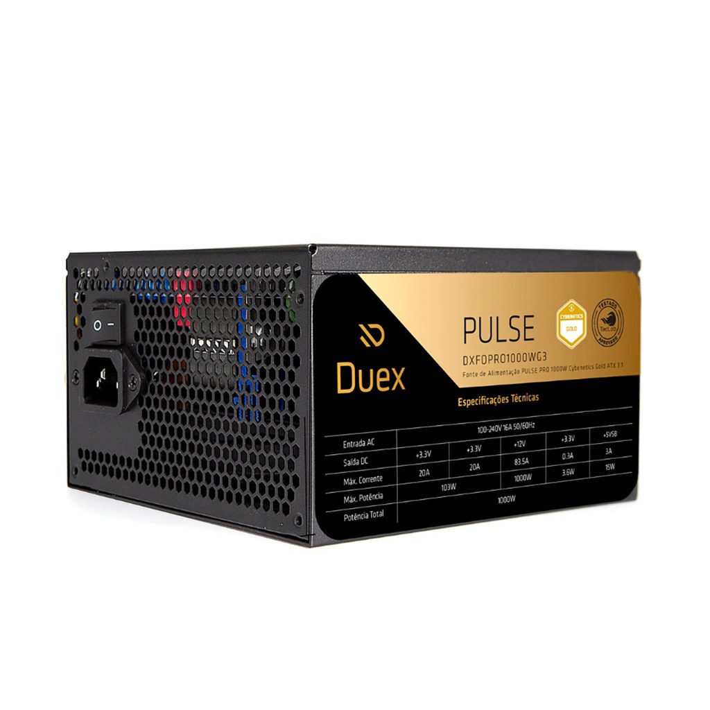 FONTE ATX 3.1 1000W 80 PLUS GOLD DUEX PULSE PRO DXFOPRO1000WG3 FULL MODULAR PRET