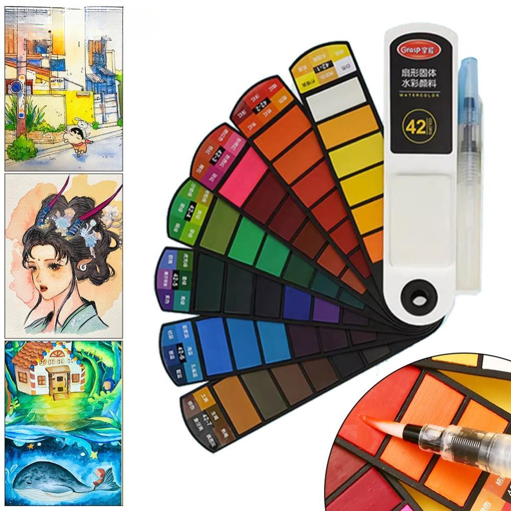 18/24/36/42 Conjunto De Pigmentos Aquarela Sólida Dobrável Viagem Com Água Escova Caneta Arte Específica Ferrame em Oferta na Shopee