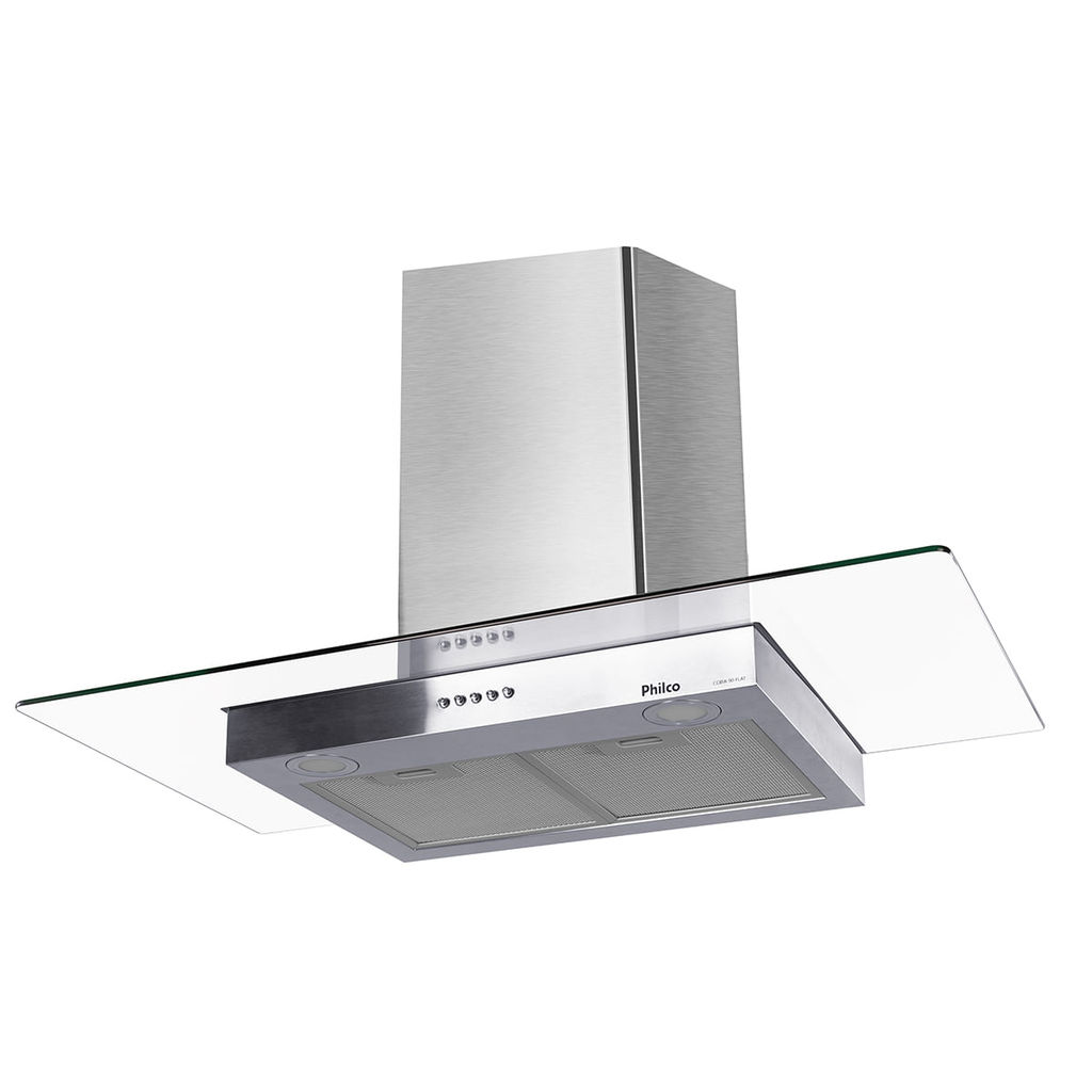 Detalhes do Coifa Flat Philco PCO90I 90cm Led Vidro Inox Exaustor e Depurador