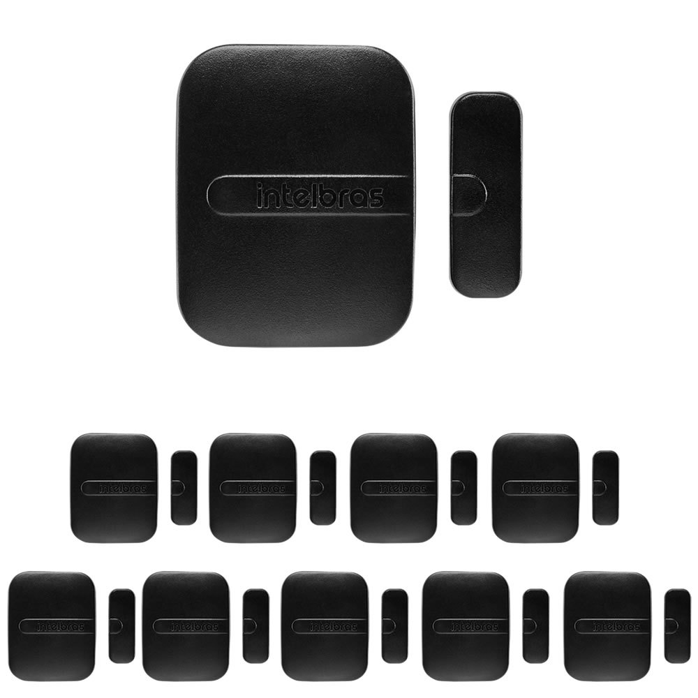 Kit 10 Sensores Magnético de Abertura Sem Fio de Porta e Janela XAS SMART BLACK Intelbras