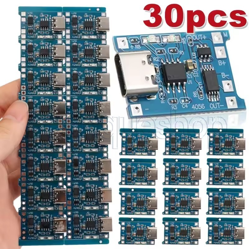 Placa De Carregamento De Bateria De Lítio 10-30 Unidades 3A 5V-Módulo Tipo C-Interface Peças De Reparo De Funções Duplas