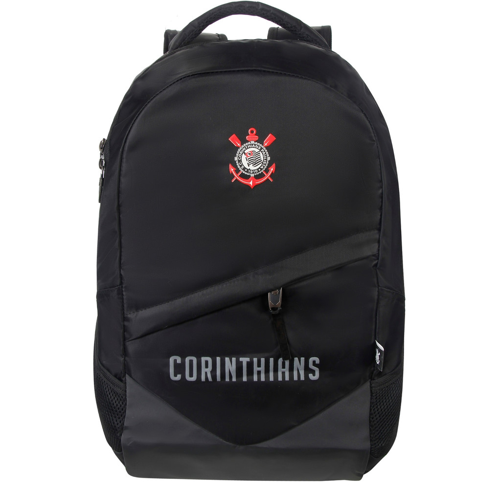 Mochila de Costas Escolar Reforçada Preto Juvenil Menino Futebol Time Corinthians Timão Original