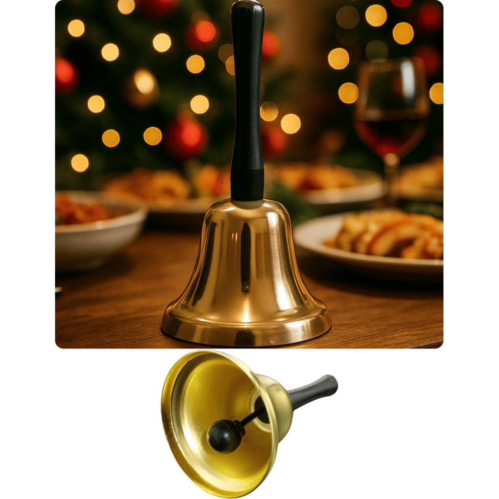 Sino Sineta Dourado Do Papai Mamãe Noel De Metal 14 Cm em Oferta na Shopee