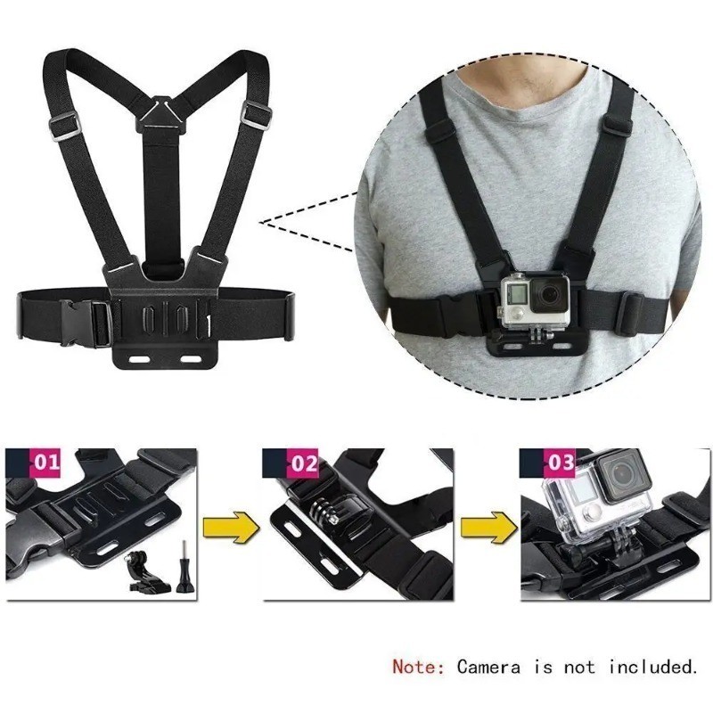Suporte Cinta Peitoral Com Adaptador Para Celular E Gopro Profissional