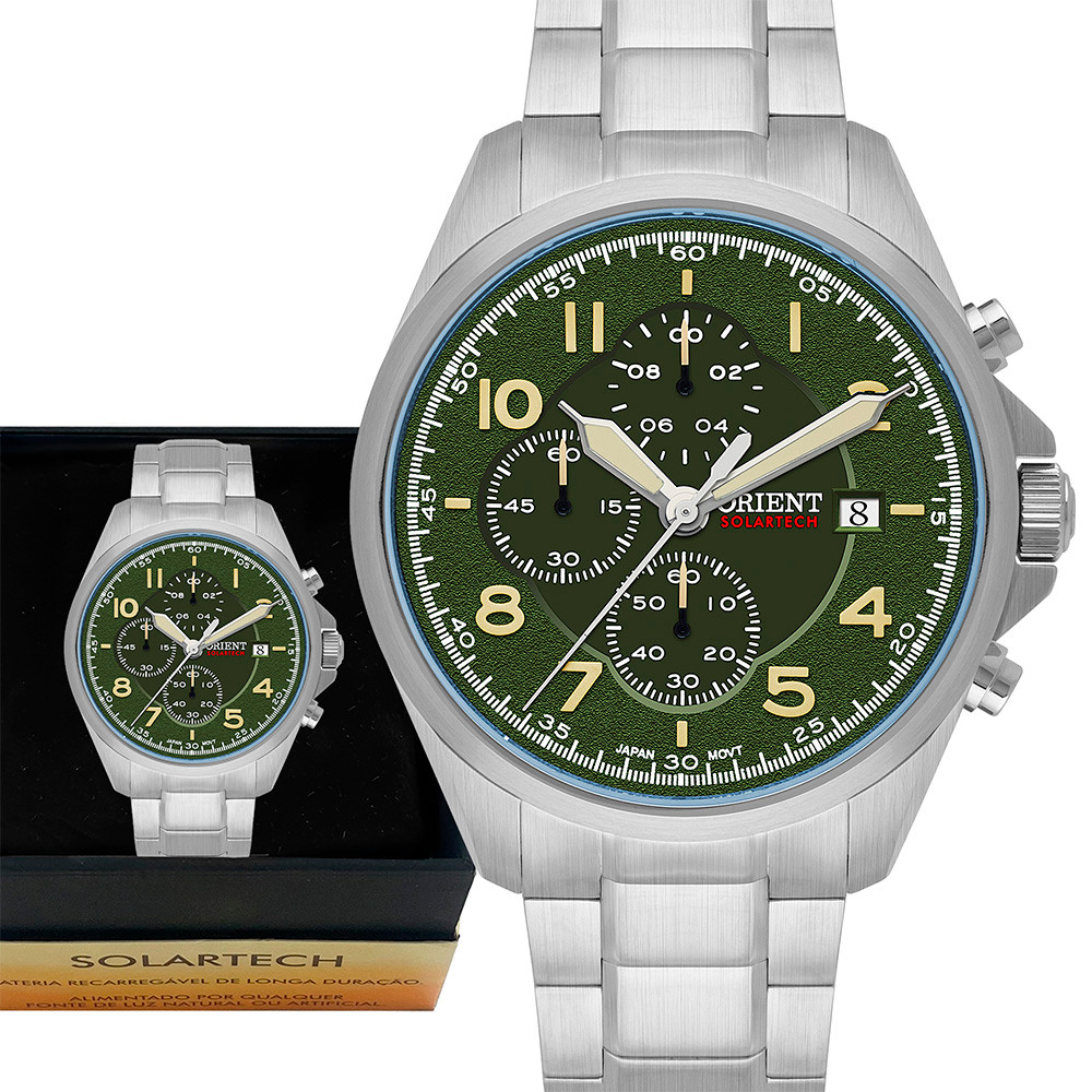 Relógio Orient Masculino Solartech Cronógrafo Original Luxo
