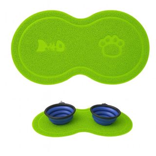 Tapete Anti Sujeira para Comedouro Bebedouro Gato Cachorro Pet PVC Redondo Desenho Antide…