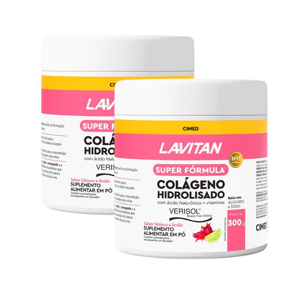 Kit 2 Lavitan Super Fórmula Colágeno Hidrolisado Suplemento em Pó 300g em Oferta na Shopee