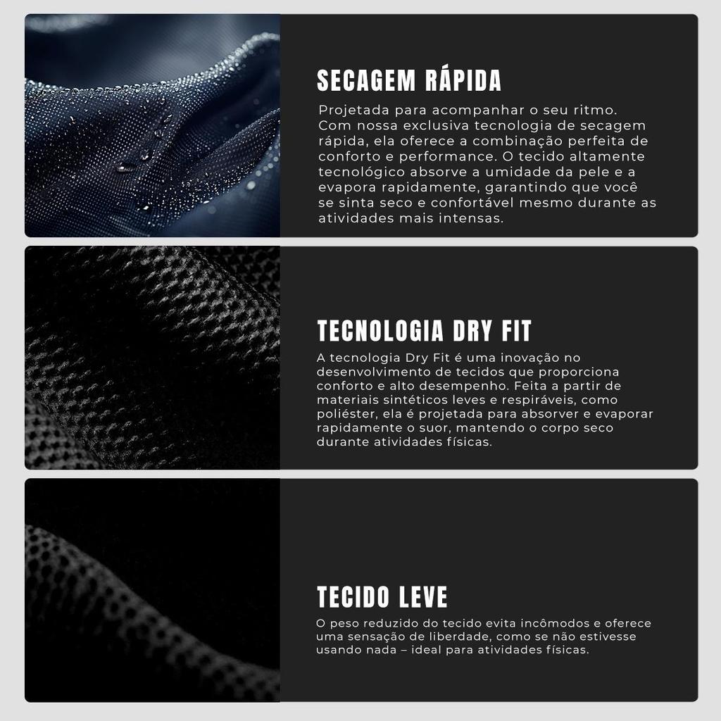 Detalhes do Kit Bermuda+Camiseta Dry Fitness Academia Alpha Co