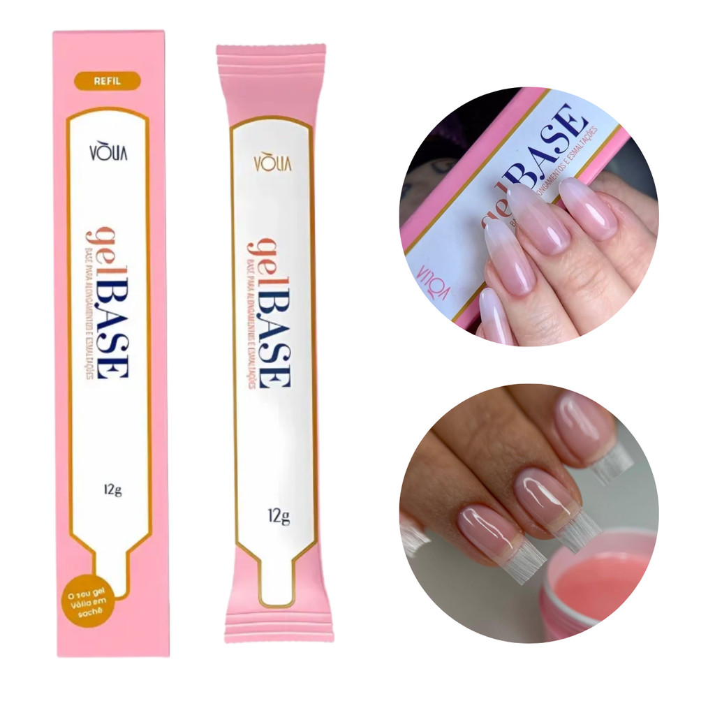 Refil Gel Base Pink Vòlia 12g Alta Adesão Blindagem e Alongamento Profissional Sachê em Oferta na Shopee