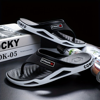 Chinelos Confortáveis com Impressão de Letras Masculinas Fashion, Sapatos Abertos para Chuveiros de Praia Internos e Ext em Oferta na Shopee