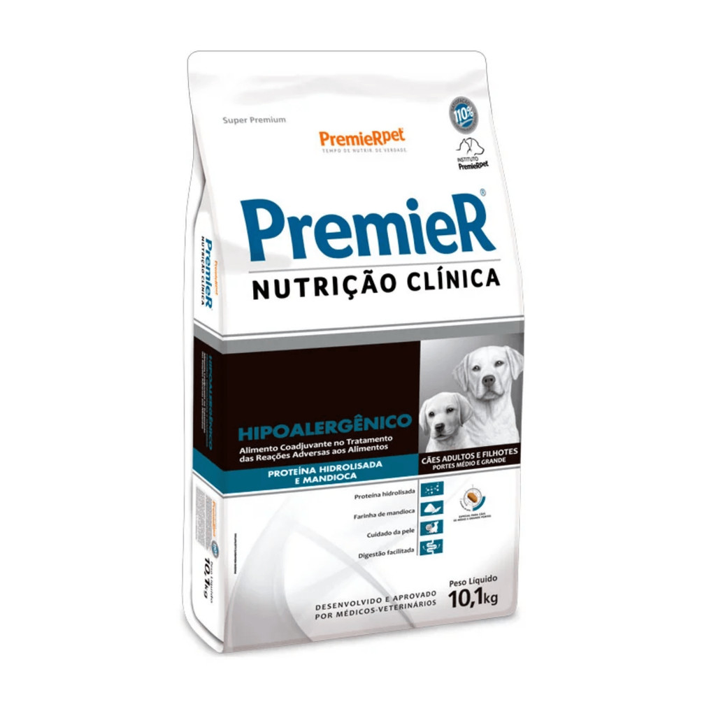 Ração para cães adultos e filhotes porte médio e grande Premier Nutrição Clínica Hipoalergênico - 10,1kg