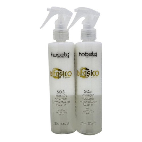 Kit com 2 frasco Finalizador SOS Bifásico Hobety 255 ml - Protetor Térmico e Reconstrutor Profissional
