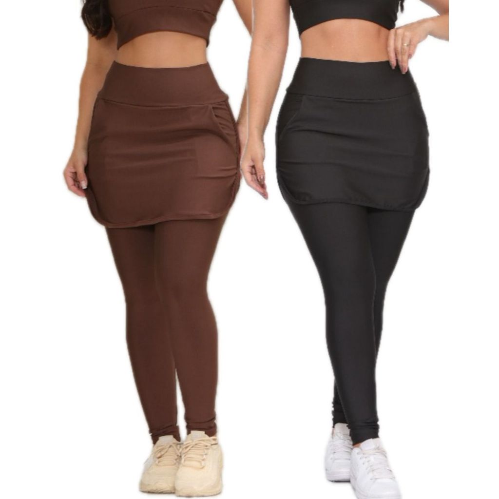 Kit Legging Calça Moda Evangélica Fitness Com Saia 2 Unidade em Oferta na Shopee