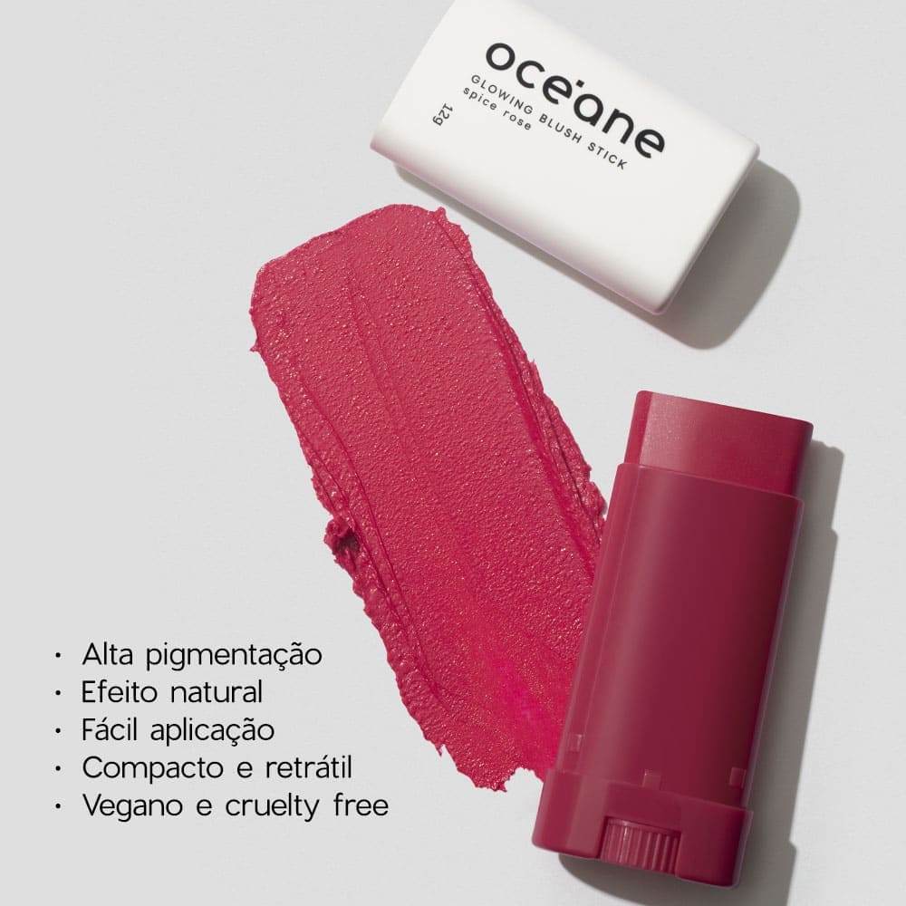Detalhes do Kit Blush em Bastão Rosa + Contorno em Bastão Claro Océane Limited (2 Produtos)