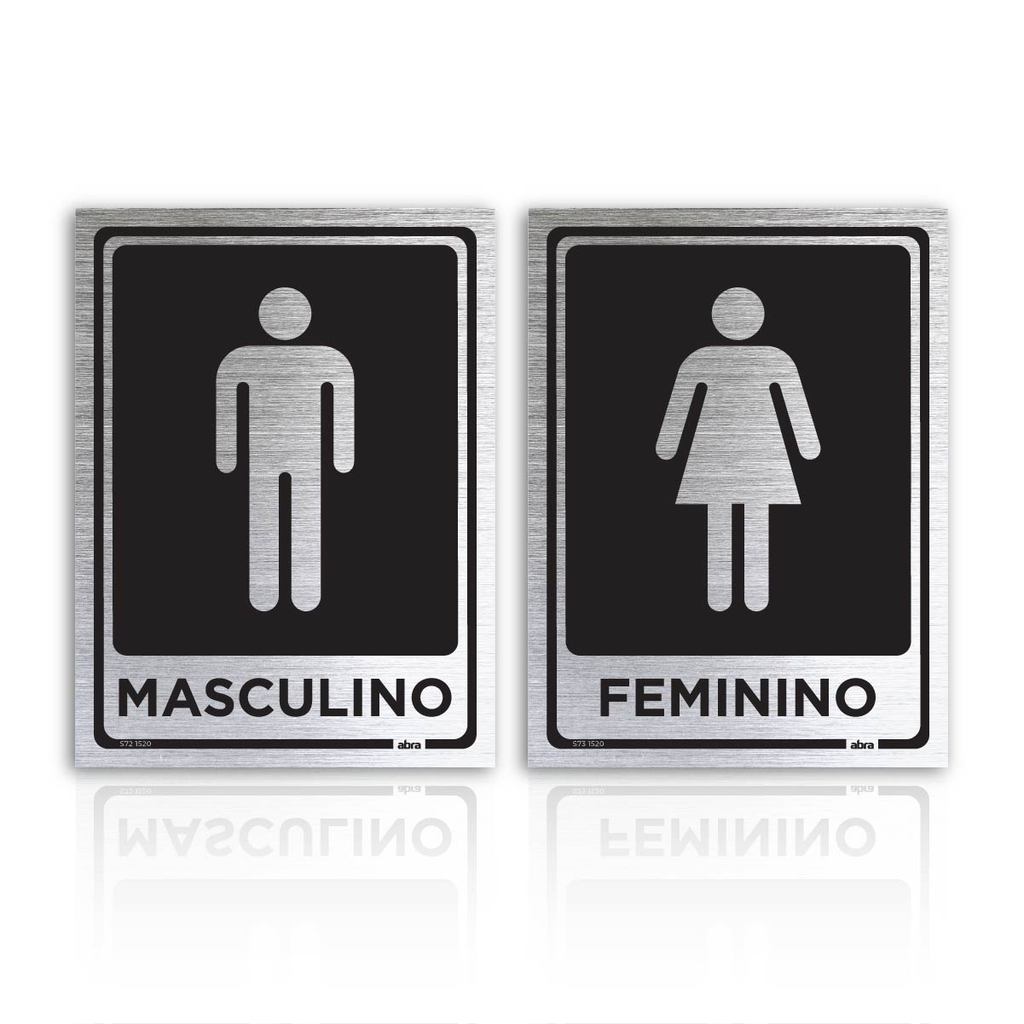 Placas De Sinalização Banheiro Masculino e Feminino Adesivo Aço Escovado