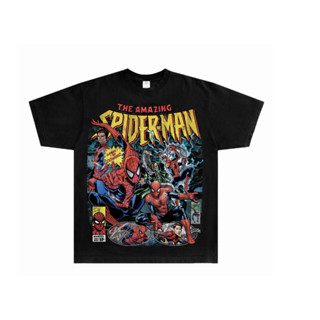 Camiseta Masculina Retrô Casual Em Puro Algodão, Com Estampas De Diversos Personagens Do Homem-Aranha E Seus Vilões em Oferta na Shopee