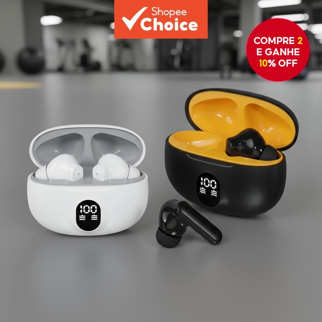 TWS 895 Fones de Ouvido Bluetooth Fones Sem Fio com Display LED Controle por Toque Fones Premium para Uso Diário