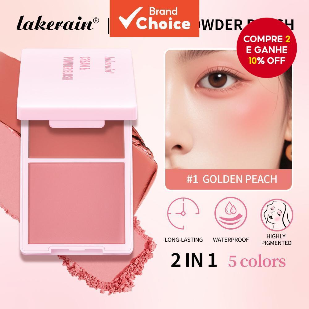 Lakerain Dual-Color Blush Cosmetics : Creme E Pó Em Pêssego-Longa Duração , Pigmentado , Sedoso Com Tons Naturais Para E